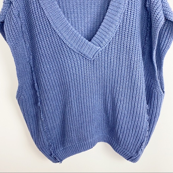 NWOT Free People Blue Clyde V-neck Oversized Sleeveless Sweater Vest Sz Small - Picture 5 of 10